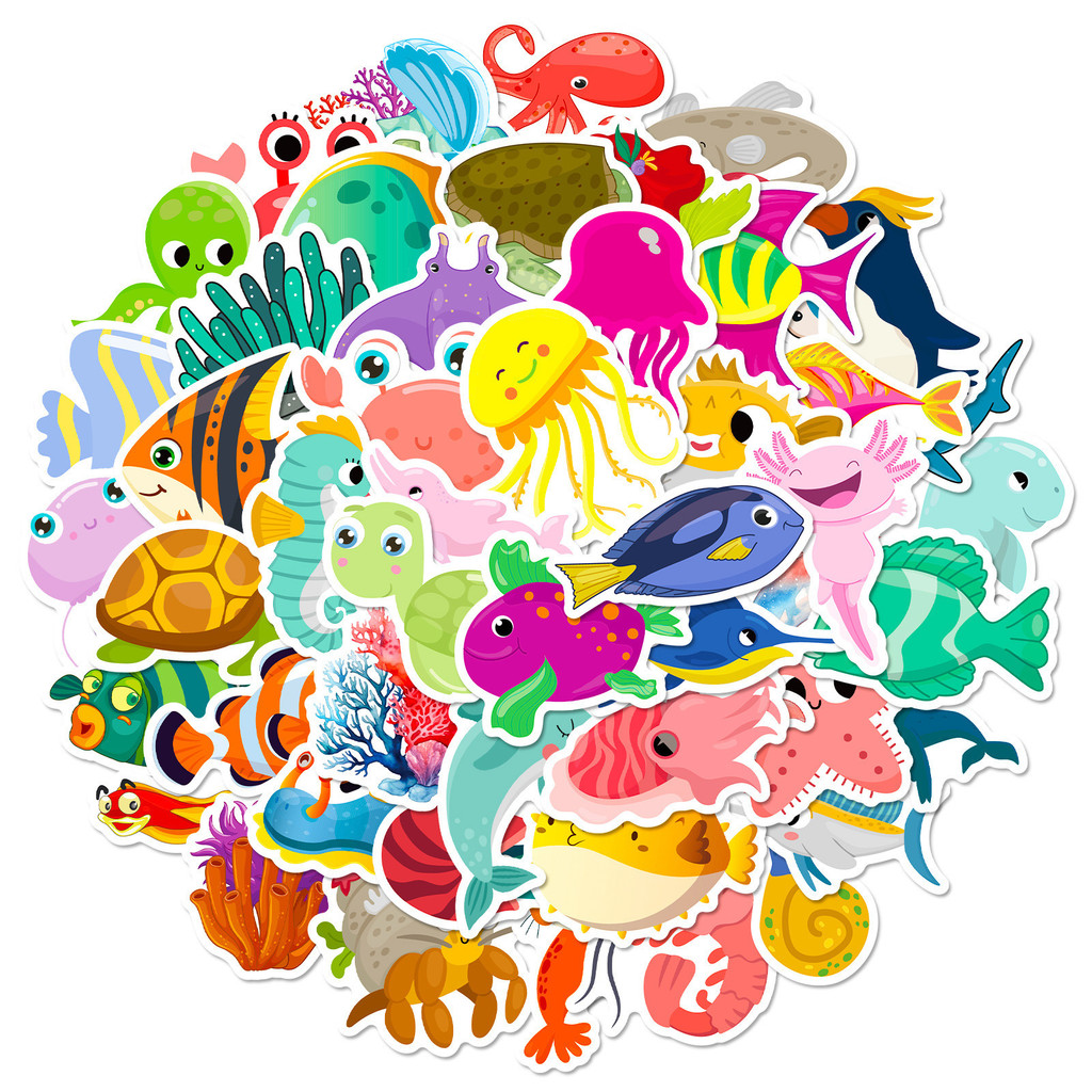 50Pcs Marine Life Stickers - C - Aquarium Innovative Marine review and price